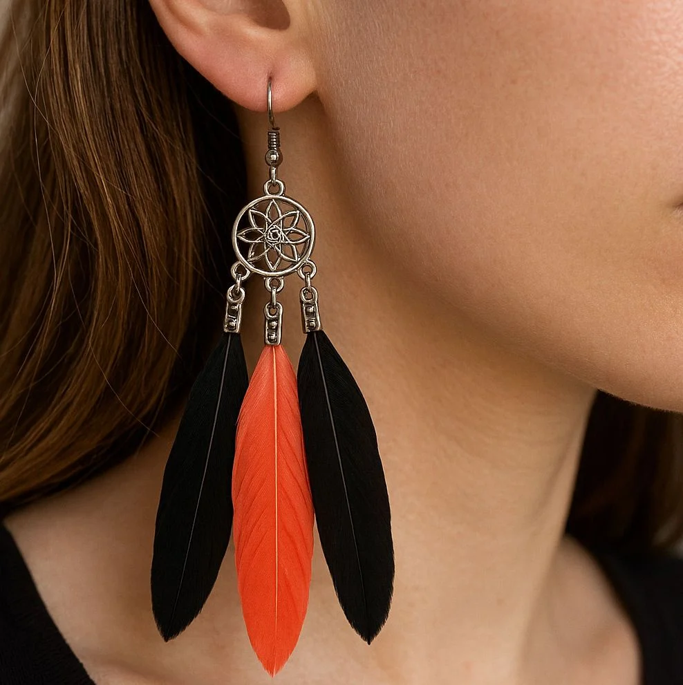 Orange Feather in Jewelry and Art