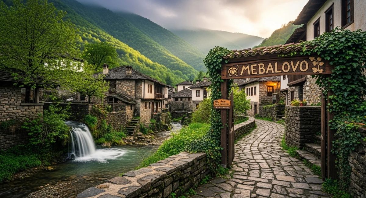 Mebalovo village surrounded by forests and rolling hills in central Russia