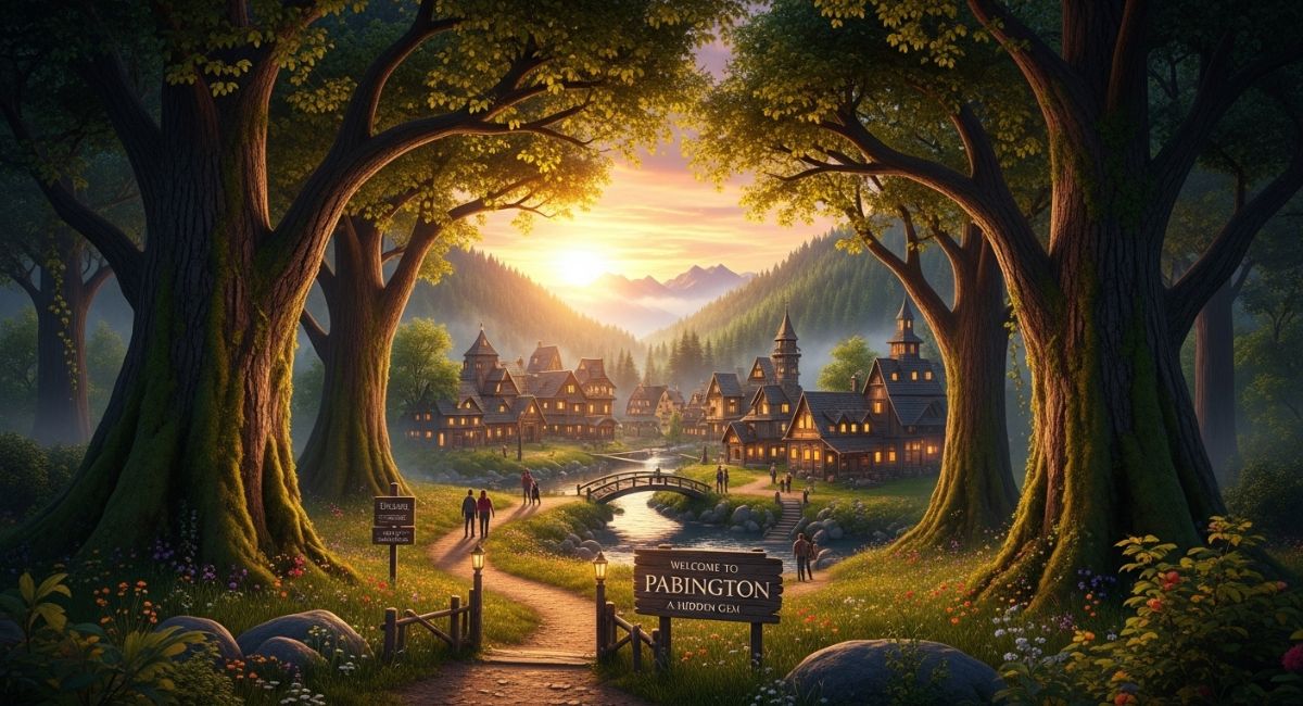 Historic Pabington Castle with towering walls and sprawling gardens.