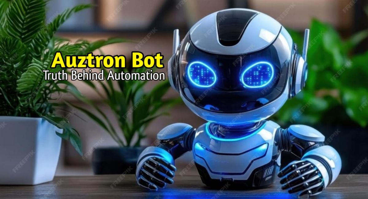 Screenshot of Auztron Bot interface showing task automation dashboard for digital workflows